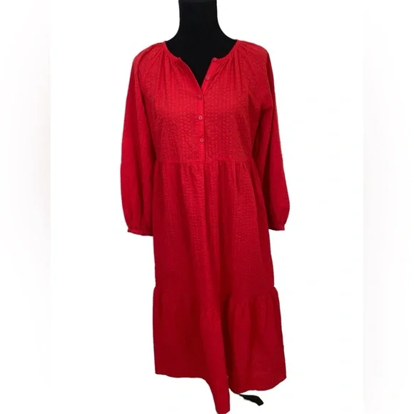 Old Navy | Dresses | Red Long Sleeve Peasant Maxi | Poshmark